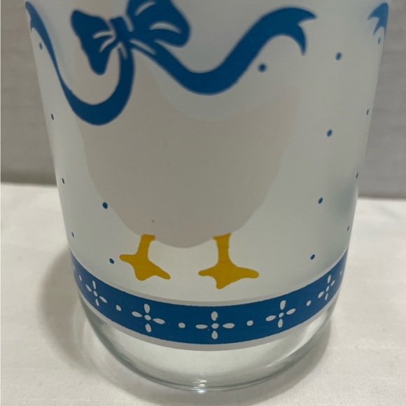 Set of 3 Vintage Libbey Frosted Blue Ribbon Duck Goose Glasses - Picture 3 of 4